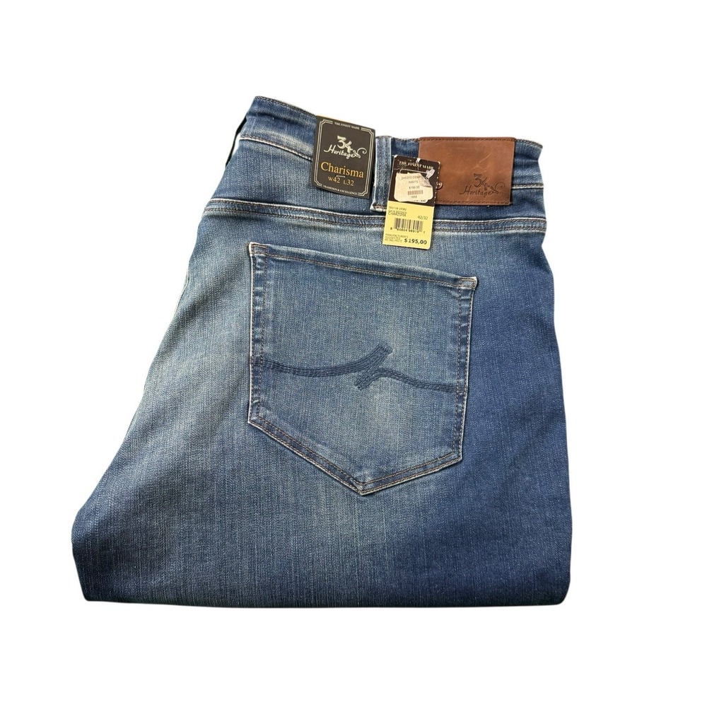 34 Heritage Charisma Stretch Mens Jeans Size 42x32 Blue Straight Leg ZH0310